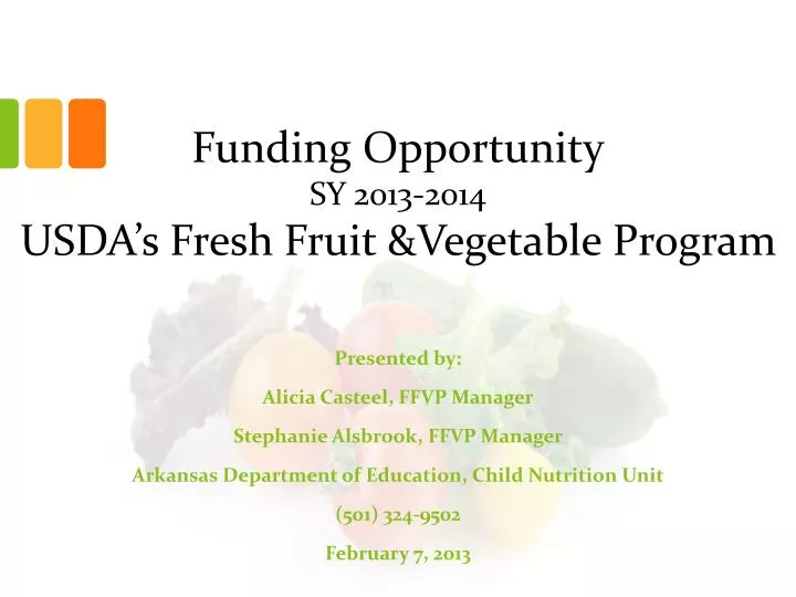 funding opportunity sy 2013 2014 usda s fresh fruit vegetable program
