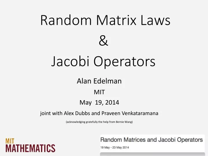 random matrix laws jacobi operators
