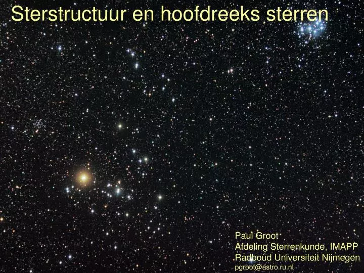 sterstructuur en hoofdreeks sterren