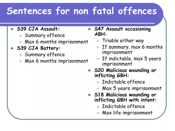 sentences for non fatal offences
