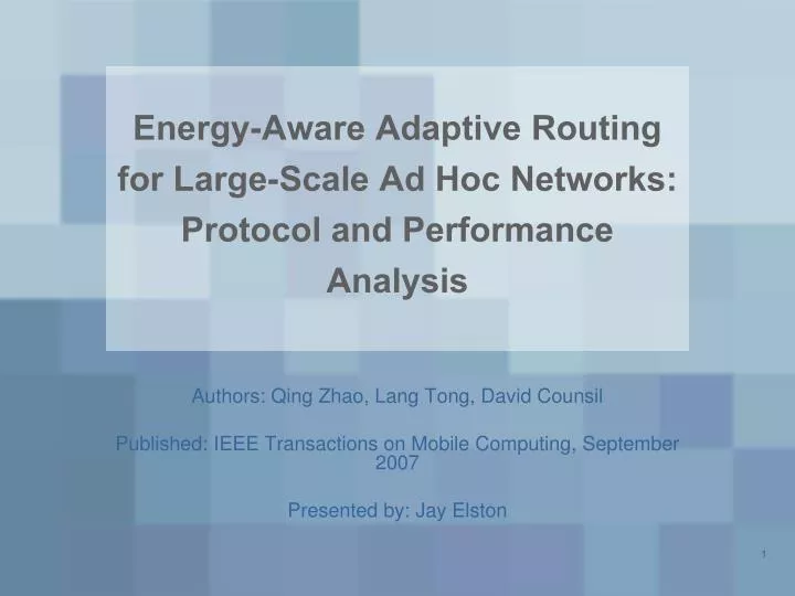 energy aware adaptive routing for large scale ad hoc networks protocol and performance analysis