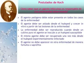 postulados de koch c mo saber que un agente infeccioso es responsable de una enfermedad determinada