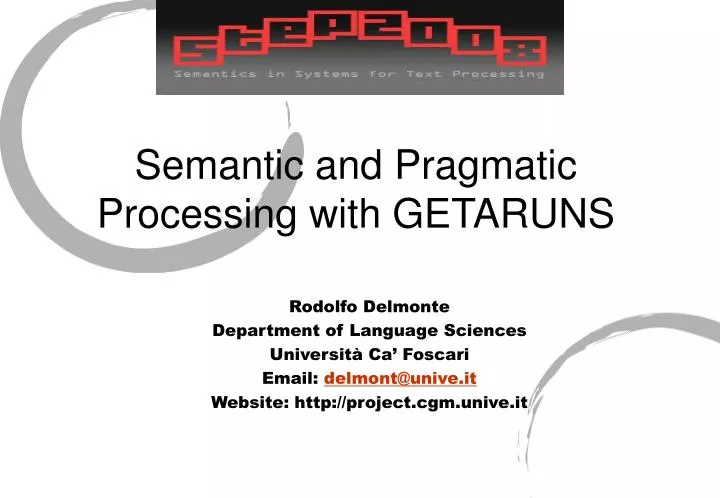 semantic and pragmatic processing with getaruns