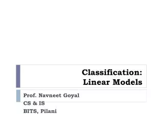 Classification: Linear Models