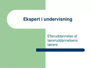 ekspert i undervisning