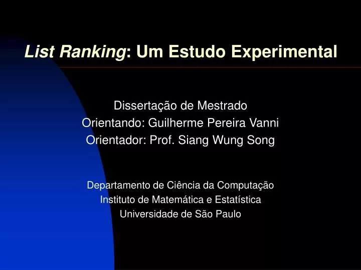 list ranking um estudo experimental