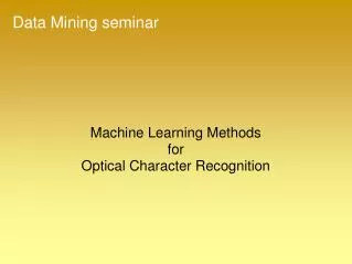 machine learning methods for optical character recognition