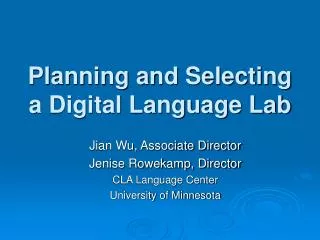 Planning and Selecting a Digital Language Lab