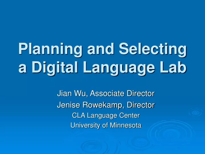 planning and selecting a digital language lab