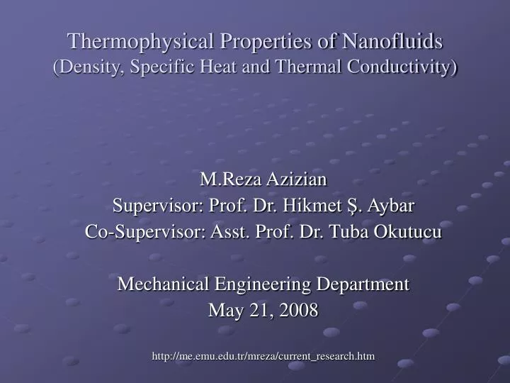 thermophysical properties of nanofluid s density specific heat and thermal conductivity