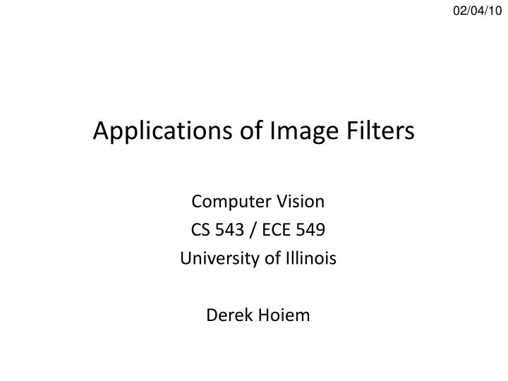 applications of image filters