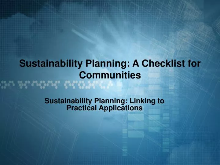 sustainability planning a checklist for communities