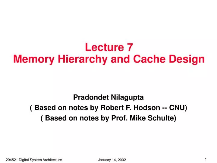 lecture 7 memory hierarchy and cache design