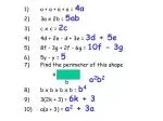 1)	a + a + a + a = 4a 2)	3a x 2b = 5ab 3)	c x c = 2c 4)	4d + 2e - d + 3e = 3d + 5e - slide 1