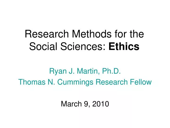research methods for the social sciences ethics