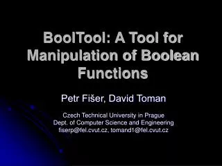 BoolTool: A Tool for Manipulation of Boolean Functions