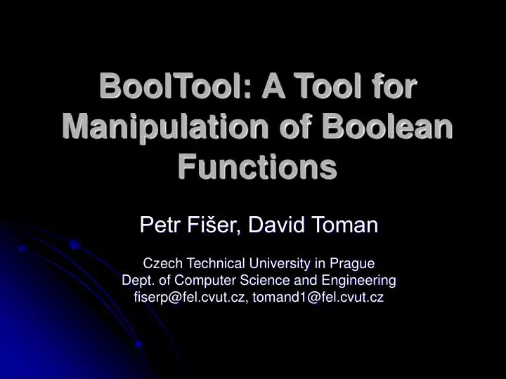 booltool a tool for manipulation of boolean functions