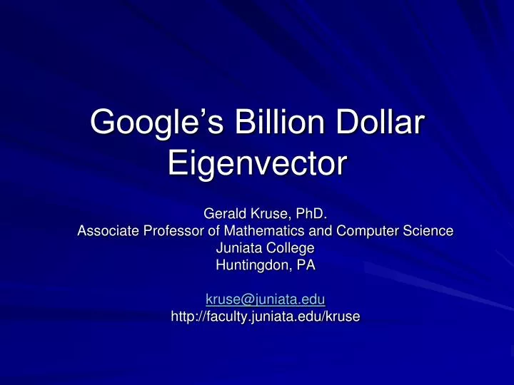 google s billion dollar eigenvector