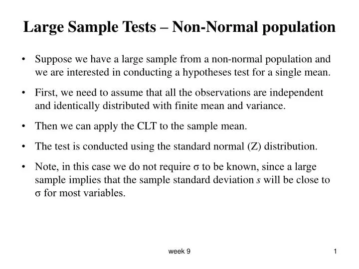 large sample tests non normal population