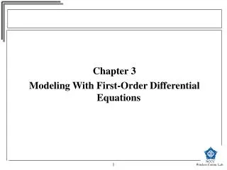 Chapter 3 Modeling With First-Order Differential Equations