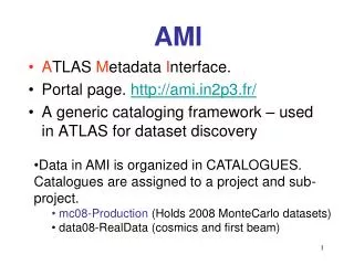 A TLAS M etadata I nterface. Portal page. ami2p3.fr/