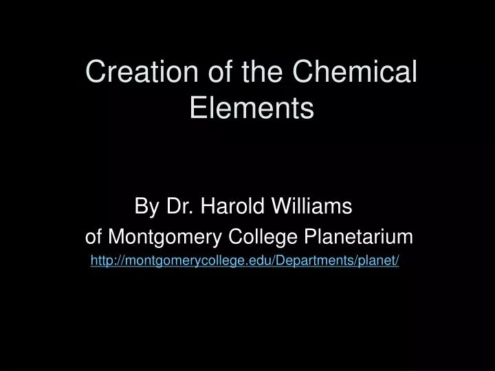 creation of the chemical elements