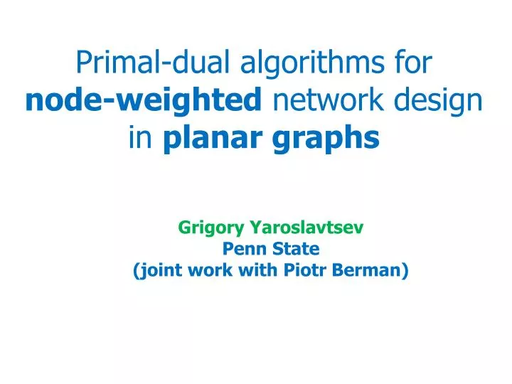primal dual algorithms for node weighted network design in planar graphs