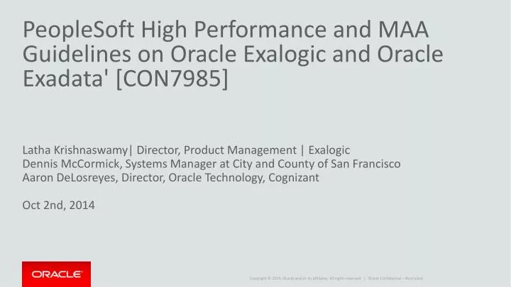 peoplesoft high performance and maa guidelines on oracle exalogic and oracle exadata con7985