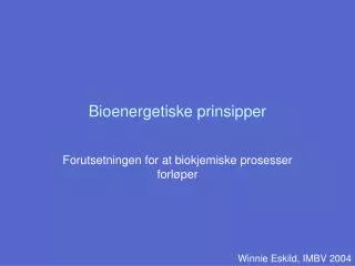 bioenergetiske prinsipper