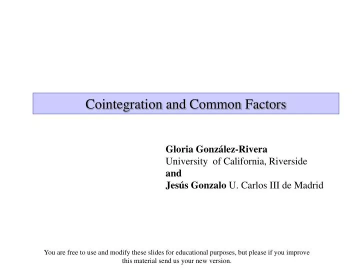 cointegration and common factors
