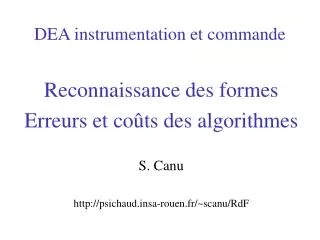 dea instrumentation et commande