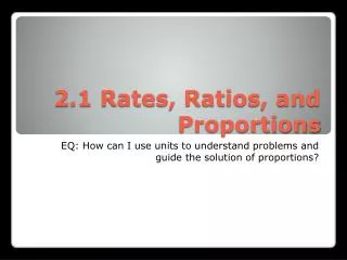 2.1 Rates, Ratios, and Proportions
