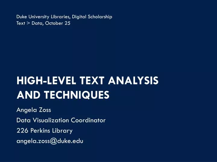 high level text analysis and techniques
