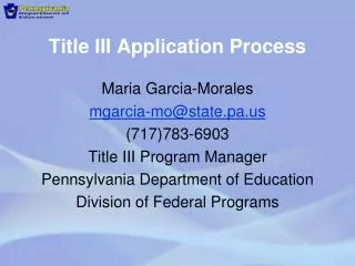Title III Application Process