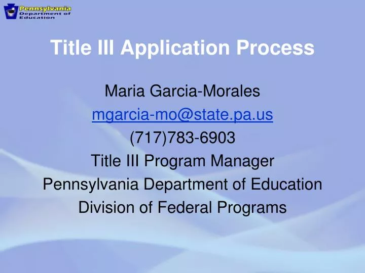 title iii application process
