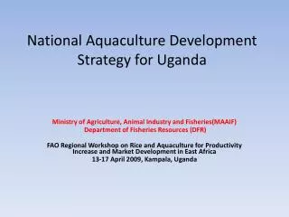 National Aquaculture Development Strategy for Uganda