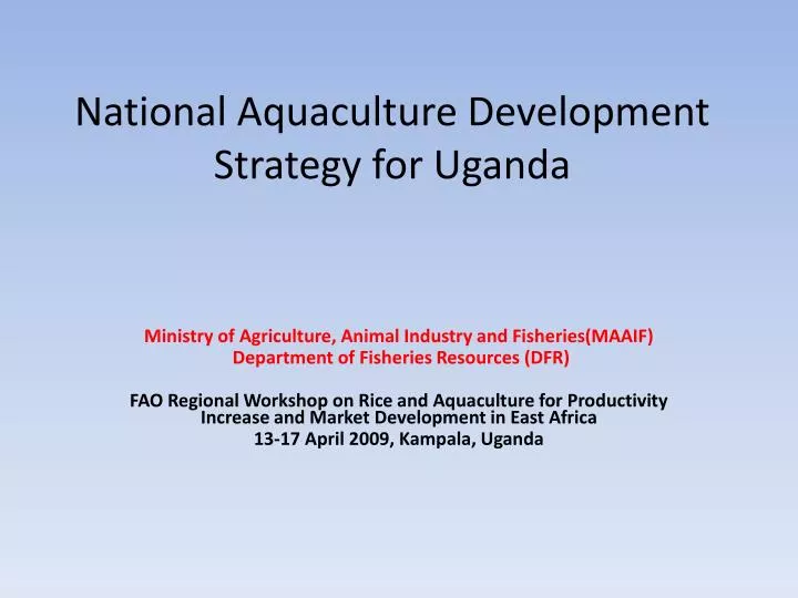 national aquaculture development strategy for uganda