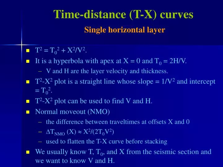 time distance t x curves single horizontal layer
