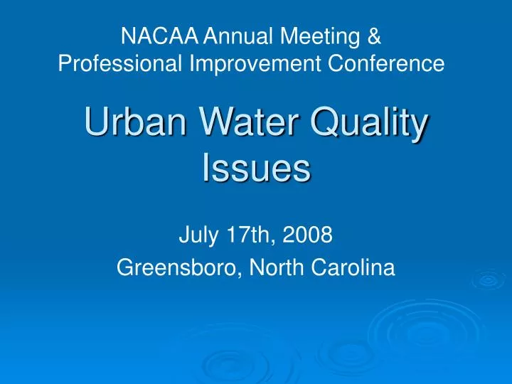 urban water quality issues