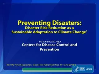 preventing disasters disaster risk reduction as a sustainable adaptation to climate change 1