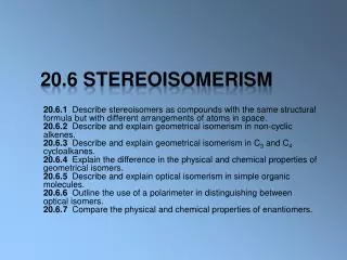 20.6 Stereoisomerism
