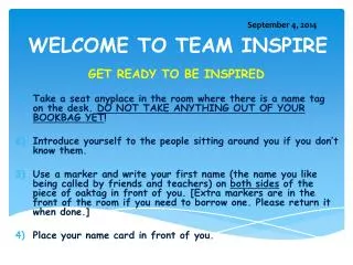 WELCOME TO TEAM INSPIRE