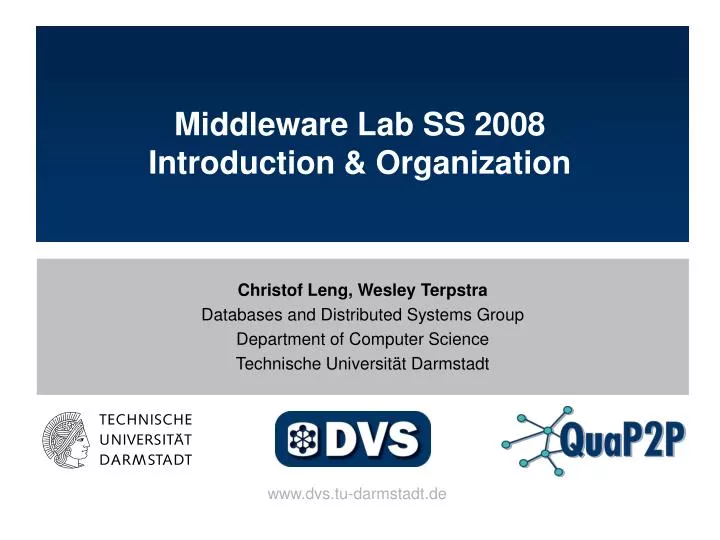 middleware lab ss 2008 introduction organization