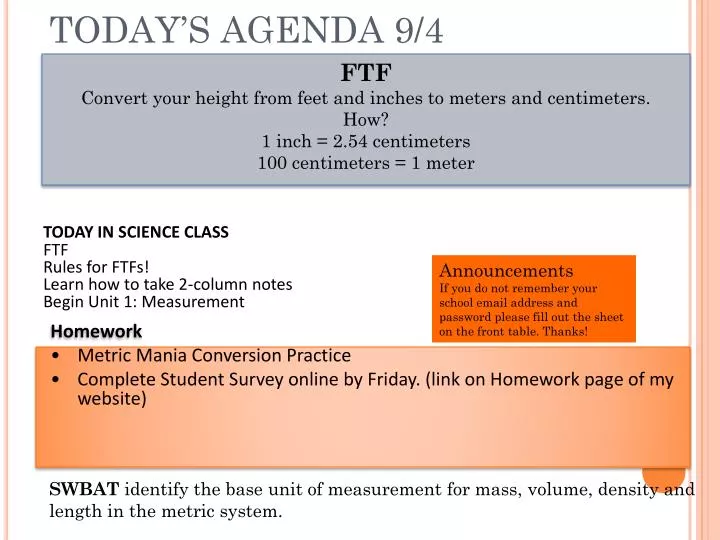 today s agenda 9 4