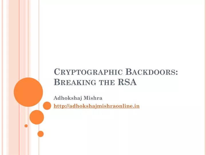 cryptographic backdoors breaking the rsa