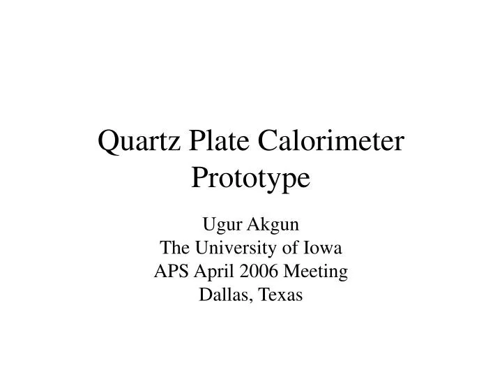 quartz plate calorimeter prototype