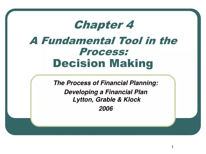 chapter 4 a fundamental tool in the process decision making