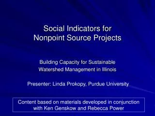 Social Indicators for Nonpoint Source Projects