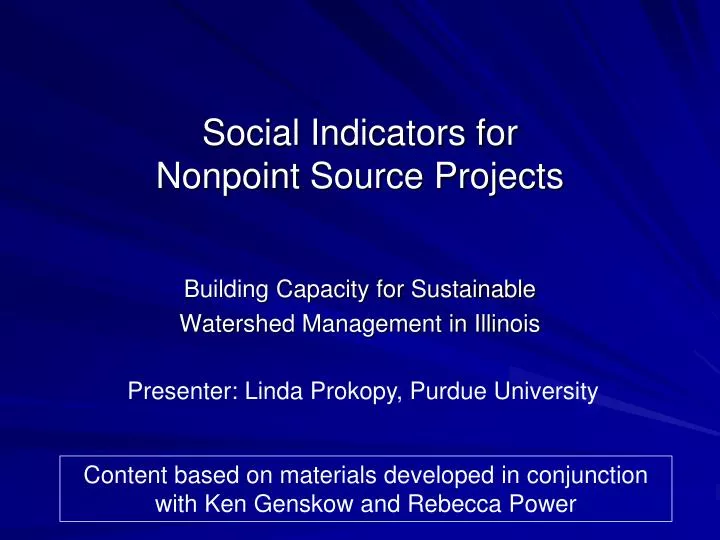 social indicators for nonpoint source projects