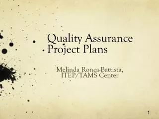 Quality Assurance Project Plans